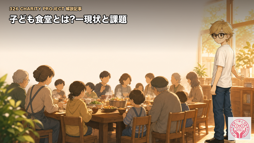子ども食堂とは?ー現状と課題。テーブルを囲んで子どもも大人も一緒に食事をする、地域の居場所の様子。